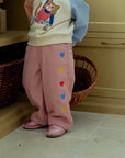 Heart Embroidery Corduroy Pants