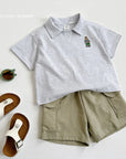 Embroidery Collar Short Sleeve Set