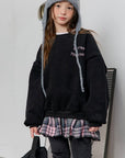 Embroidered Check Fleece Sweatshirt