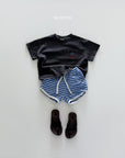 Striped Color Strap Terry Shorts