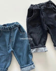 Fleece Denim Baggy Pants