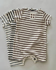 Stripe Waffle Romper – Kurzarm-Romper mit Knopfleiste aus Waffelstrick
