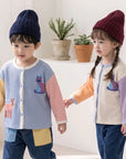Little Foxx – Colorblock Waffle Cardigan