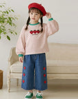 Little Foxx – Boucle Strawberry Stretch Wide Pants