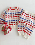 Little Foxx – Colorful Heart Knit Top & Bottom Set