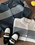 Little Foxx – Ppoppy Embroidery Striped Cardigan