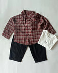 Little Foxx – Check Shirt & Pants 3-Piece Top & Bottom Set