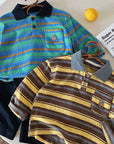 Little Foxx – Collar Striped Dog Embroidery Tee
