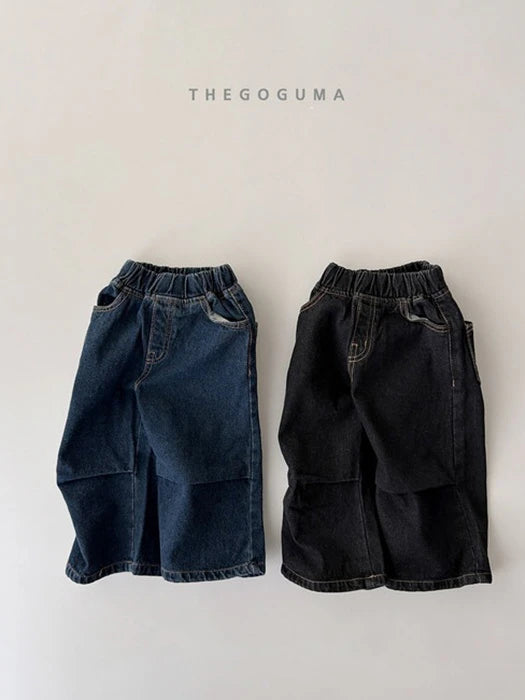 Point Pleats Fleeced Denim Pants