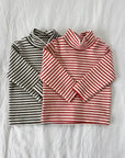 Little Foxx – Bebe Striped Peach Mock Neck Tee