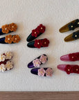 Little Foxx – Flower Velvet Snap Hair Pin Set