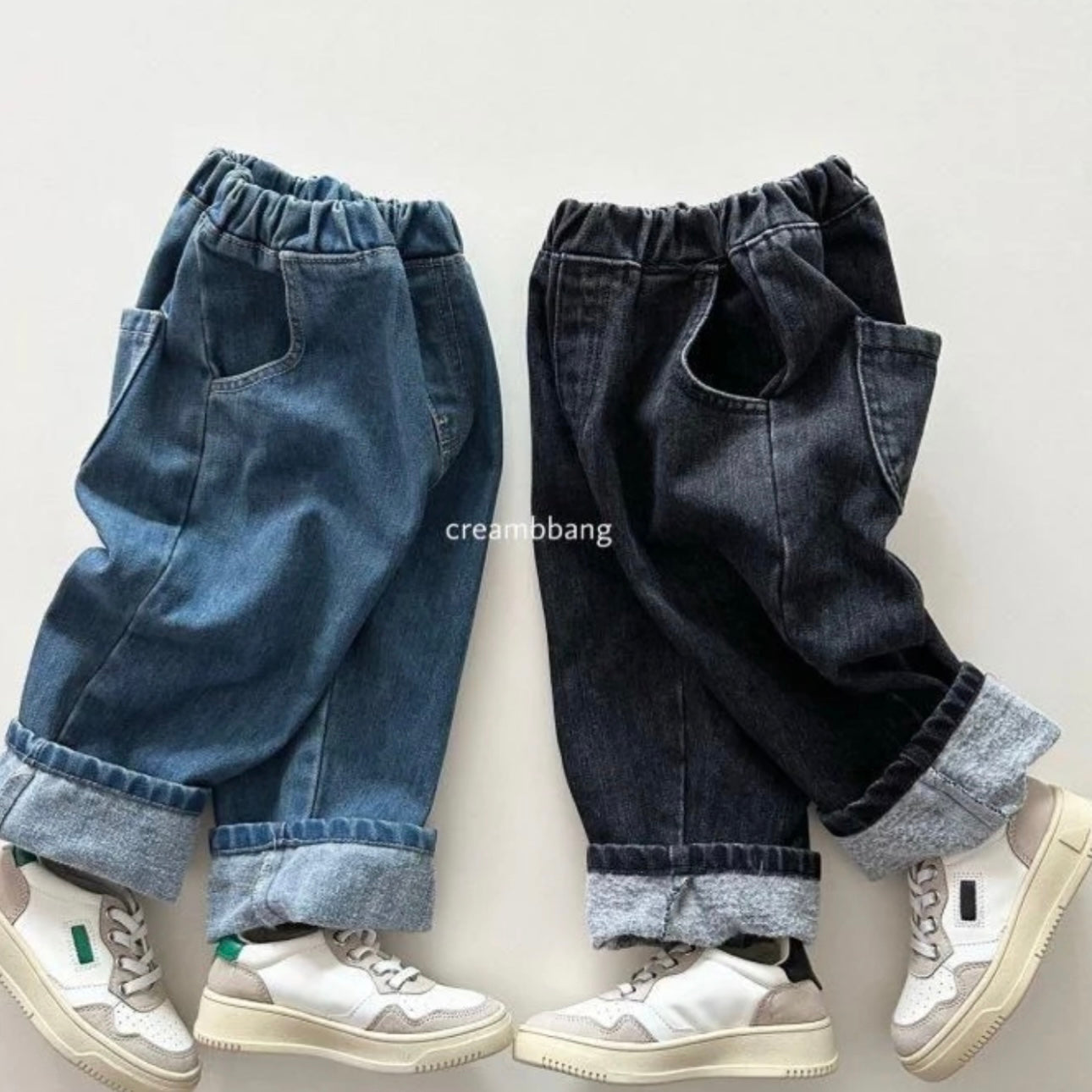 Fleece Denim Baggy Pants
