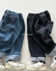 Fleece Denim Baggy Pants