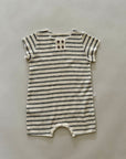 Stripe Waffle Romper – Kurzarm-Romper mit Knopfleiste aus Waffelstrick