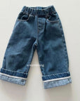 Fleece Denim Roll-Up Pants