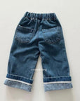 Fleece Denim Roll-Up Pants