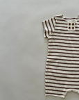 Stripe Waffle Romper – Kurzarm-Romper mit Knopfleiste aus Waffelstrick