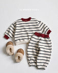 Striped Peach Fleece Set