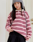 Striped Collar Fleece Tee
