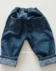 Fleece Denim Baggy Pants