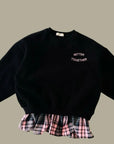 Embroidered Check Fleece Sweatshirt