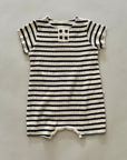 Stripe Waffle Romper – Kurzarm-Romper mit Knopfleiste aus Waffelstrick