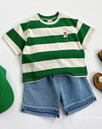 Big Stripe Embroidery Short Sleeve Tee
