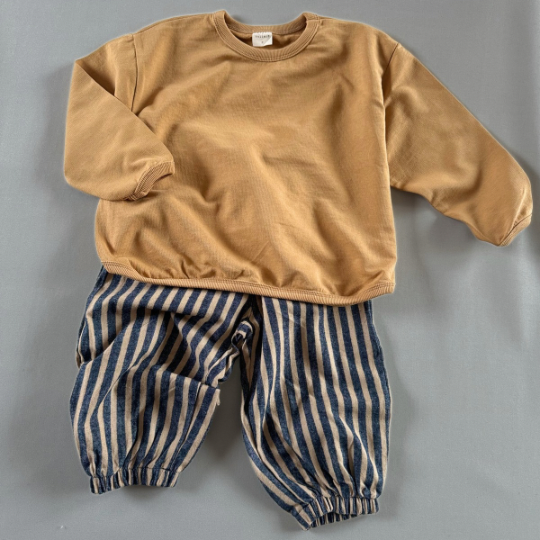 Denim Tone Pants - Gestreifte Hose im Ballonfit