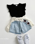 Slub Denim Shorts