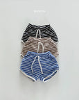 Striped Color Strap Terry Shorts