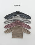 Little Foxx – Retro Loose Striped Mock Neck Tee