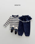 Little Foxx – Heart Button Stripe Tee