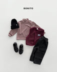 Little Foxx – Retro Loose Striped Mock Neck Tee
