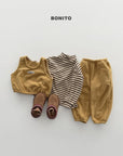 Little Foxx – Retro Loose Striped Mock Neck Tee
