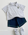 Embroidery Collar Short Sleeve Set