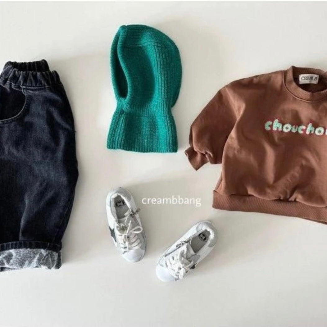 Fleece Denim Baggy Pants