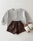 Little Foxx – Waffle Henley Neck Tee