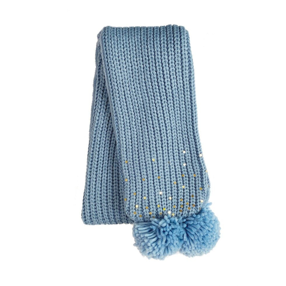Shimmer Sequin Knitted Scarf Blue
