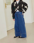 Fleece Wide Denim Pants