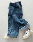 Fleece Denim Roll-Up Pants