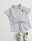 Embroidery Collar Short Sleeve Set