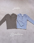 Little Foxx – Striped Rib Button Tee