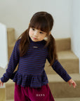 Little Foxx – Striped Frill Mock Neck Tee