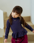 Little Foxx – Striped Frill Mock Neck Tee