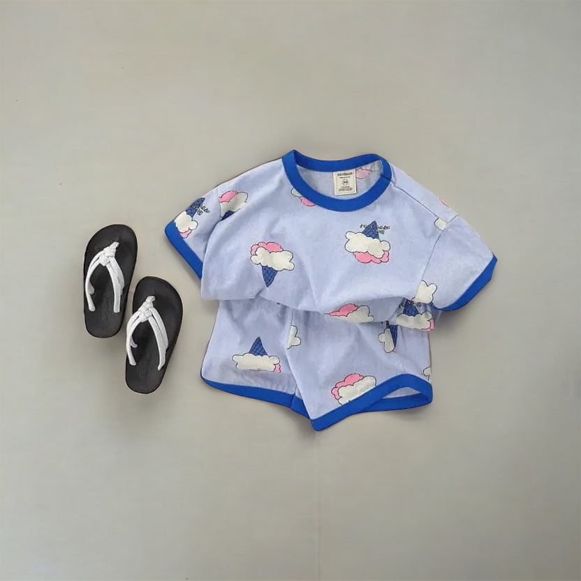 Ice Cream Club Set – T-Shirt & Shorts mit Allover-Print