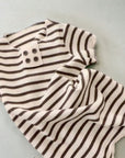 Stripe Waffle Romper – Kurzarm-Romper mit Knopfleiste aus Waffelstrick