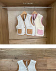 Little Foxx – Teddy Reversible Shearling Vest-Pink