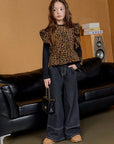 Fleece Wide Denim Pants