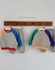 Stripe Raglan Top Bottom Set