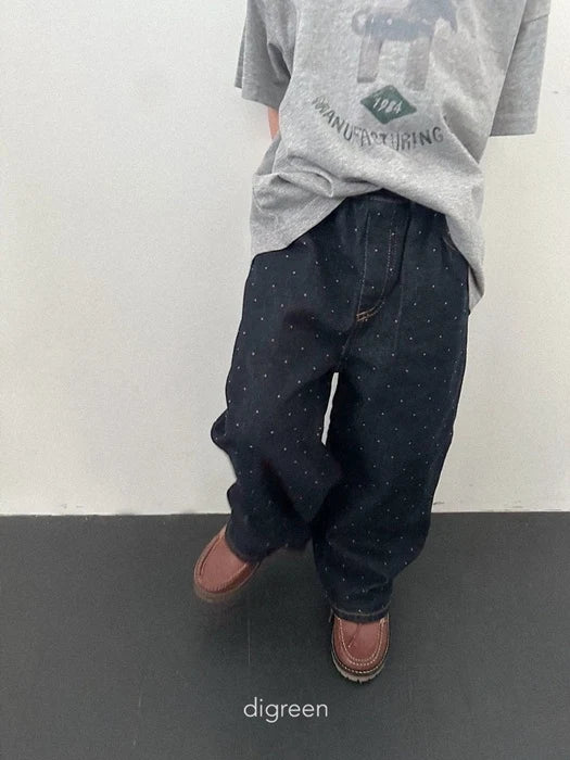 Dot Denim Pants